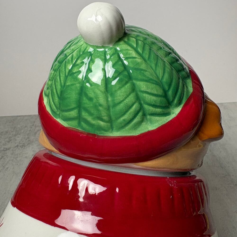 Sleigh Bell Bistro Holiday Hand-Painted Bulldog Ceramic Cookie Jar - Picture 15 of 16